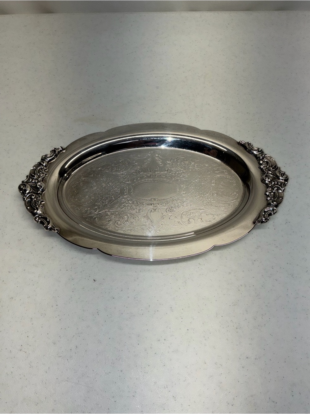 Vintage Wallace Baroque Silver Plated Serving Tray 10 Inches– Ornate Floral Rim